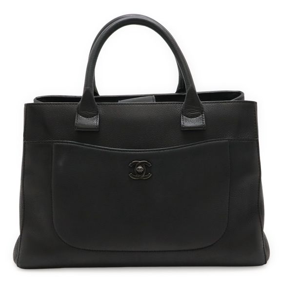 Chanel Neo Executive Line Coco Mark Handbag Tote Bag Leather Black Missing - Picture 1 of 8